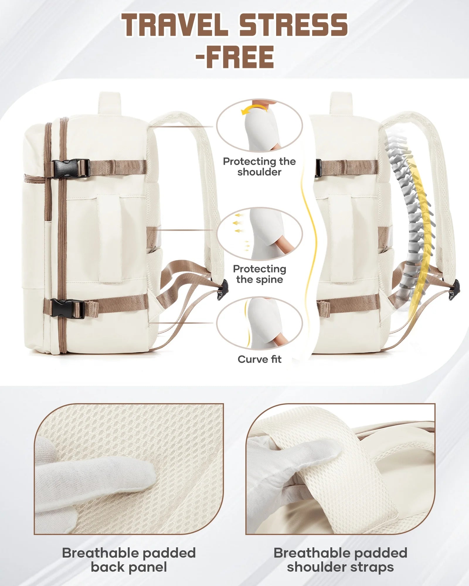 Casual Anti-Theft Business Backpack with Soft Zipper Closure Waterproof Multi-Compartment Portable Soft Polyester Lining