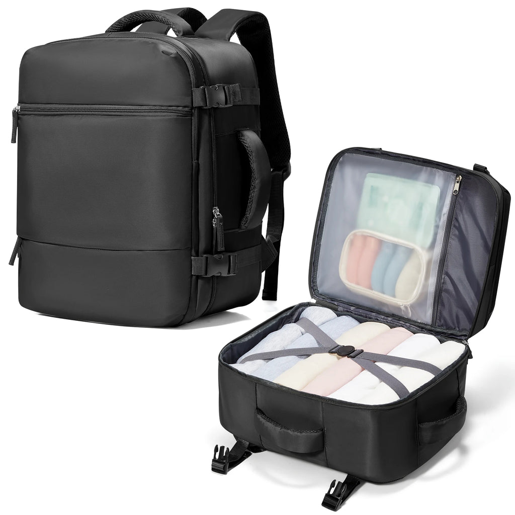 Casual Anti-Theft Business Backpack with Soft Zipper Closure Waterproof Multi-Compartment Portable Soft Polyester Lining